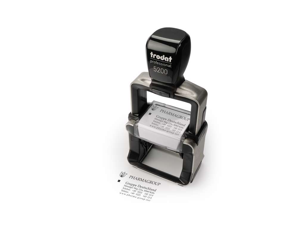 Trodat 5200 stempel 1-6 linjer med egen tekstplade og valgfri farvepude