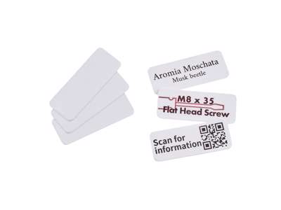 50 stk. små plast skilte 45 x18 mm til E-mark