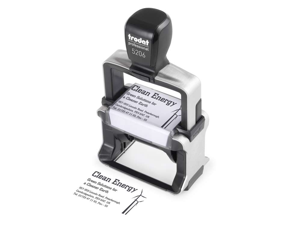 Trodat 5206 stempel 1-7 linjer med egen tekstplade og valgfri farvepude
