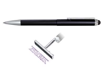 Stempel Kuglepen i sort, med sort aftryk