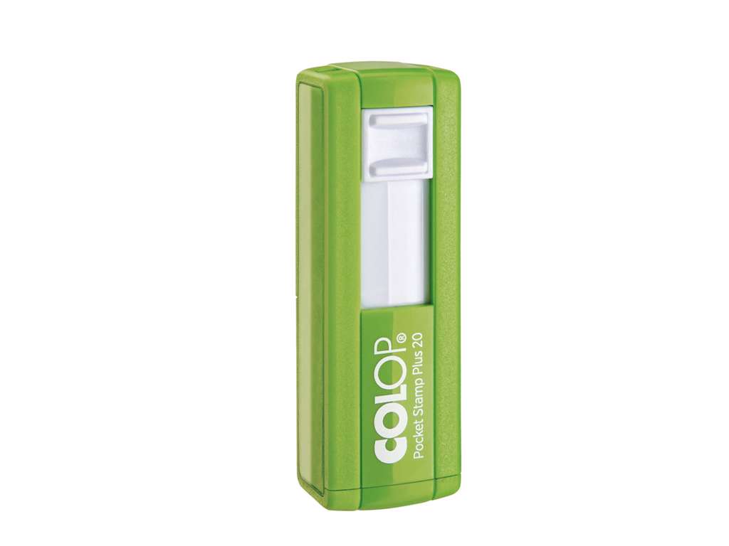 Colop Lommestempel Plus 20 i grøn med sort pude.