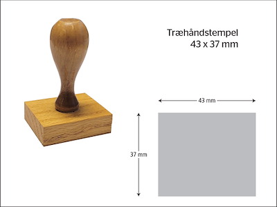 Træhåndstempel mål 45mm lang og 40mm høj.